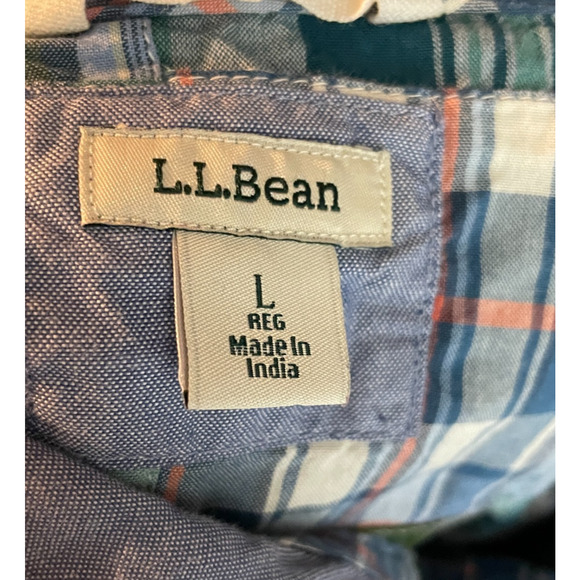 Women's Large L.L.Bean Patchwork Hoodie Madres Plaid Cotton Anorak Zip Pullover - Picture 4 of 5